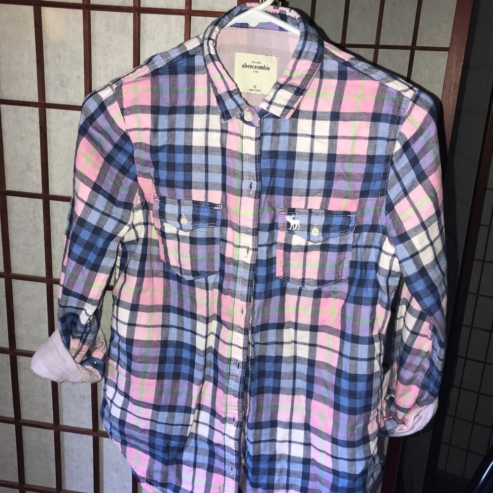 Abercrombie kids plaid button down
